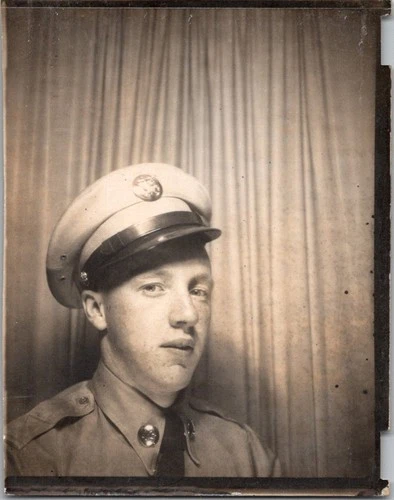Vintage WWII Era US Army Soldier Portrait Photo - Military Uniform Photo Booth