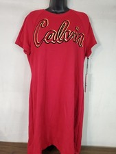 Calvin Klein Womens Casual Shirt Dress Spell Out Knee Length Size Large 