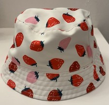 Claire s Reversible Strawberry Bucket Hat One Size Beach Summer
