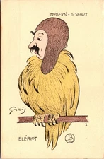 French Modern Oiseaux Blériot Bird Aviator Caricature Postcard by Giris
