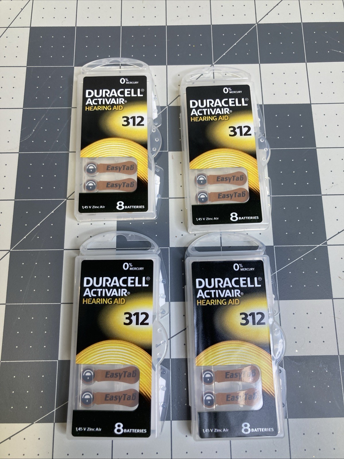 Duracell Activair Hearing Aid Batteries Model 312 4-Packs of