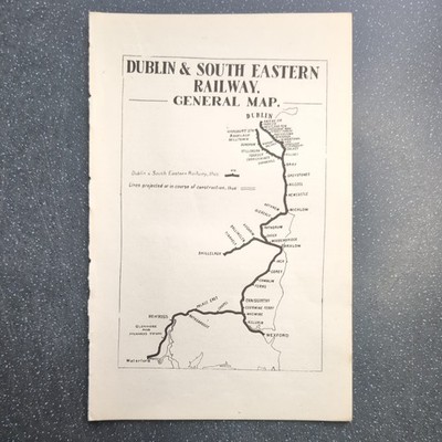 Original 1922 Map Of Dublin and South Eastern Railway General Map