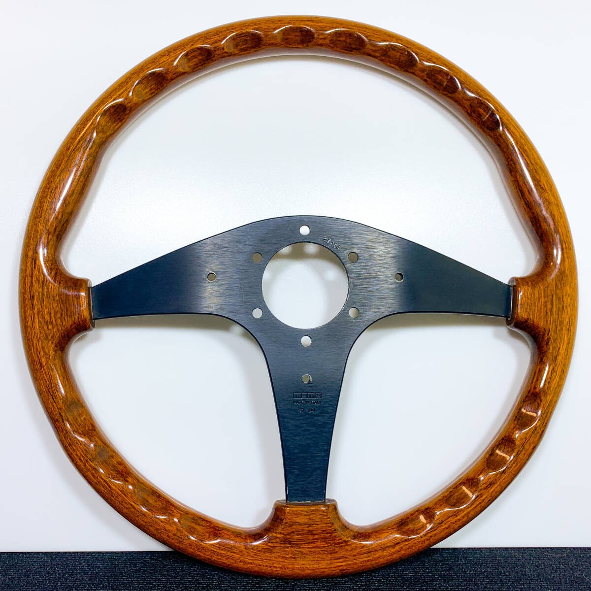 MOMO Wood Steering Wheel 36.5cm Black Spoke Vintage 1994 JDM MOMO