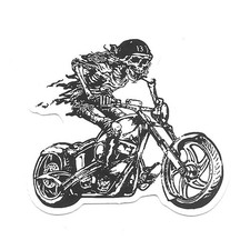 Skeleton Biker Vinyl Sticker Die Cut Decal Motorcycle Chopper Bobber Moto Art