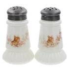 Victorian EAPG Monroe Wave Crest Cat Transfer Milk Glass Shaker Set 3 1/4" Tall