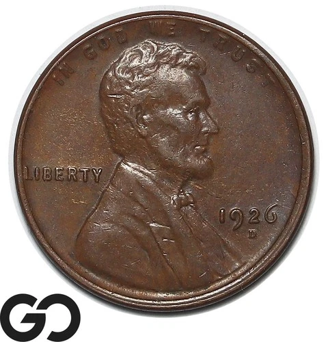 1926-D Lincoln Cent Wheat Penny, Choice AU Tougher Date