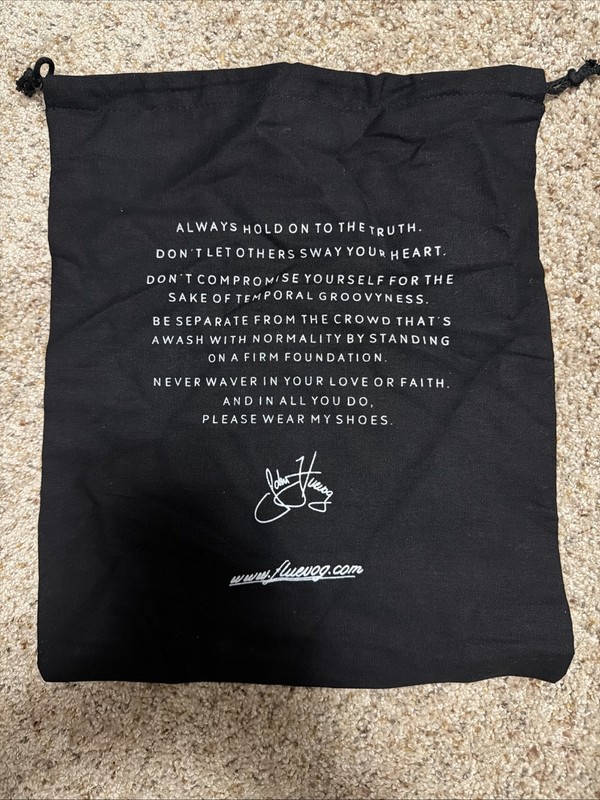 John Fluevog Shoe Boot Dust Bag Drawstring Canvas 17x14 Black
