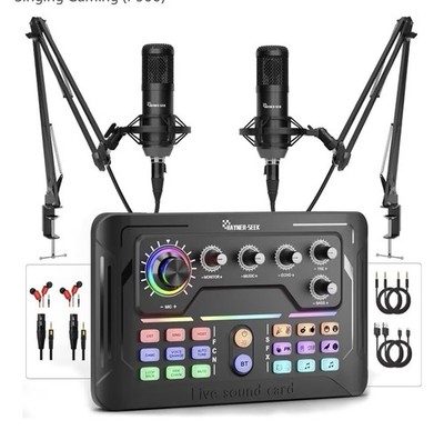 Hayner-Seek Podcast Equipment Bundle for 2  for Live Streaming, DJ Mixer