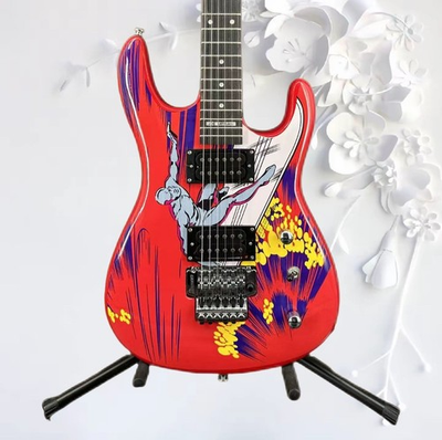 #ad Us Warehouse Irregular electric guitar red solid body 6 strings silver parts $309.00