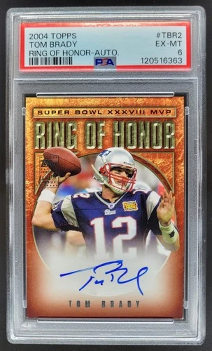 2004 Topps Tom Brady Ring of Honor Auto Super Bowl XXXVIII MVP PSA 6 Patriots RI