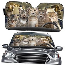 DocModel YOSA Car Sun Shade Windshield Bengal Cat Driver, Funny Cat Car Cats