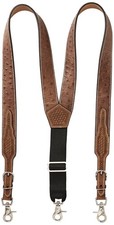Nocona Men's Ostrich Print Leather Suspender, tan, Large