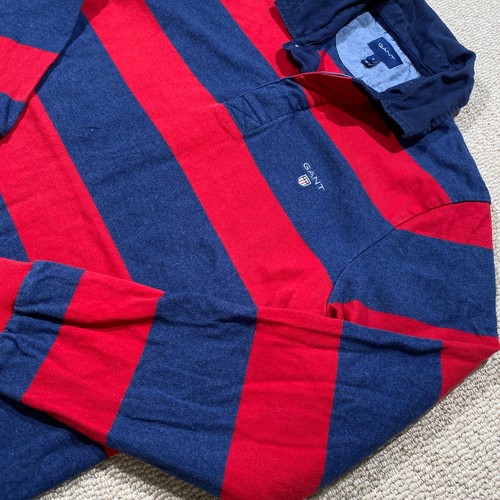 Gant Rugby Shirt Mens Small Blue Red Striped Long Sleeve Polo - 第 2/12 張圖片