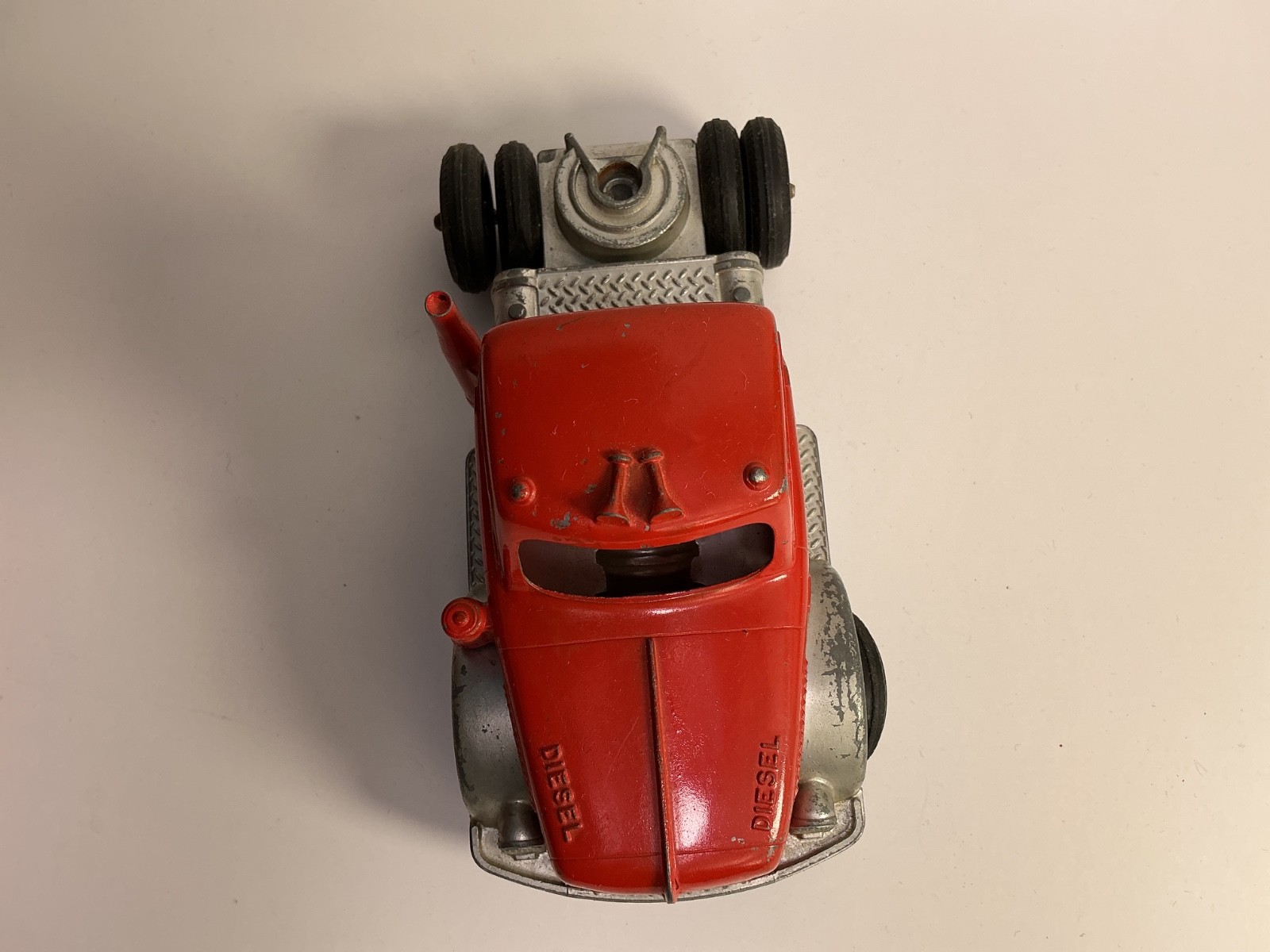 Vintage Hubley Kiddie Red Metal Comp Transport Diesel Truck, Trailer, Ramp, Cars thumbnail 14