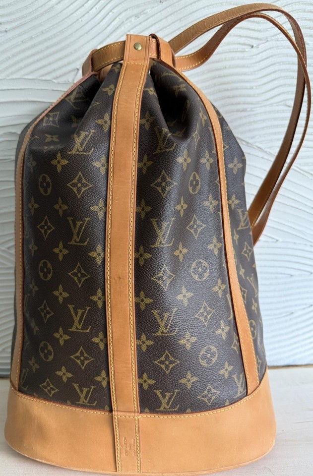 Louis Vuitton Randonnee GM Backpack Monogram Vintage Leather Bucket Bag France