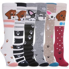 Kids Girls Knee High Socks Crazy Funny Gift Novelty Soft Cute Animal Dress Lo...