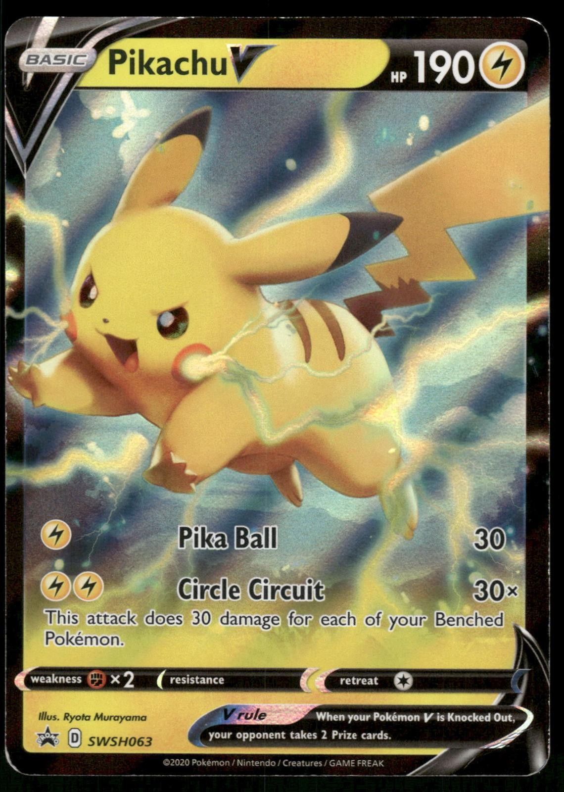 Pikachu V SWSH063 Holo Promo Sword & Shield Promo Pokemon Lightly Played