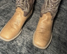 Old West VB9113 Boys Brown Western Cowboy Boots Square Toe Size 3