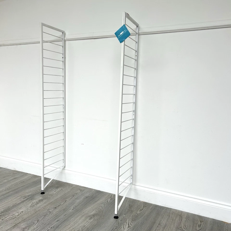 2 x Staples Ladderax white metal retro upright ladder sections  - Image 2 of 4