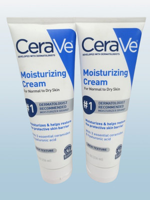 CERAVE MOISTURIZING CREAM FOR NORMAL TO DRY SKIN 8 OZ LOT OF 2