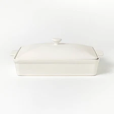 4qt Stoneware Rectangle Baking Dish with Lid Cream - Figmint