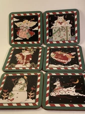 Pimpernel Coasters Christmas Candy Sticks Set Of 6 Made In England