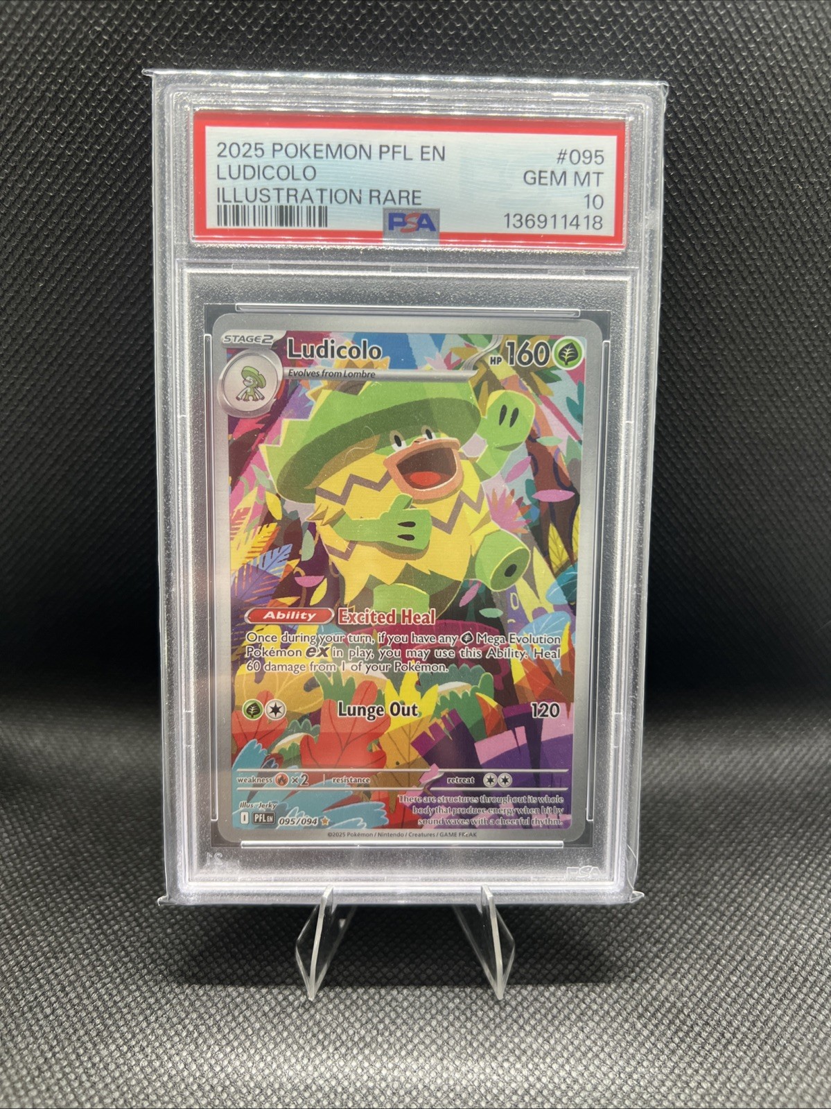 Ludicolo 095/094 Illustration Rare 2025 Phantasmal Flames PSA 10