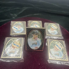 Vintage Mini Photo Frame 80s Art Deco Black Gold Set of 6 Retro Table Decor
