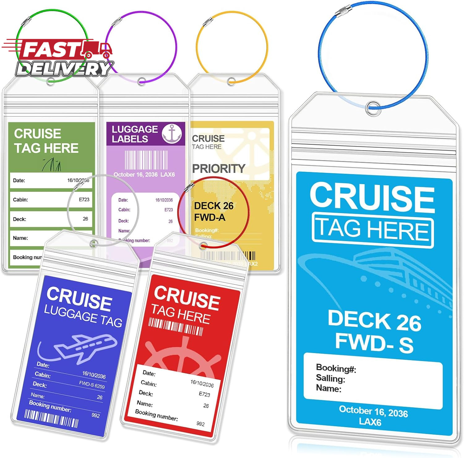 Tag Holder, 6 Pack Luggage Tags For Suitcases, Waterproof Cl