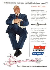 1955 United Airlines: That Mainliner Mood 5x7 Vintage Print Ad