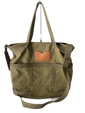 Madewell Canvas Leather Tote Olive Green Tan Large