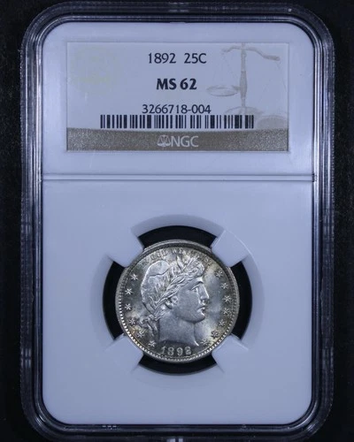 1892 Barber Quarter - 25c NGC MS62 - Great Example!