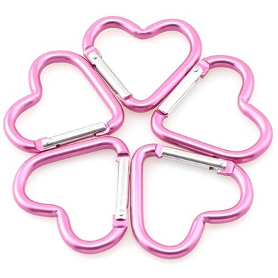 Heart Snap Hook 10pcs Heart-Shaped Aluminum Clip Key Holder for Camping Fishi...