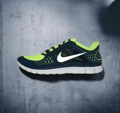 NIKE FREE RUN + 3 SQUADRON BLUE VOLT MENS RUNNING SHOES - MENS SIZE 10 NEW