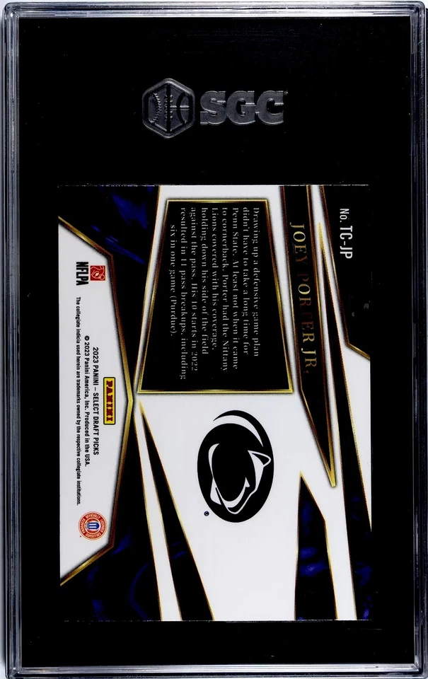 2023 Panini Select DP Joey Porter Jr. Turbocharged SGC 10 GEM MINT RC - Image 2 of 2