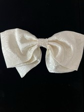 Vintage Large Cream Floral Hair Bow Barrette Clip