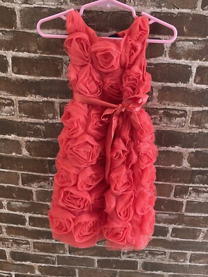 NWT BABY GAP ROSETTE TULLE  DRESS HOLIDAY WONDERLAND 4T 4 YEARS ROSE FIRE CORAL 