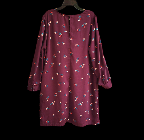 Old Navy women's Long Sleeve Casual Plum Purple Floral Shift Dress Size L - Picture 5 of 9