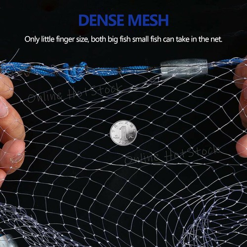 Durable Fishing Cast Net Bait Easy Throw Hand Cast Strong Tire Trap Line 8/12ft - Picture 6 of 12