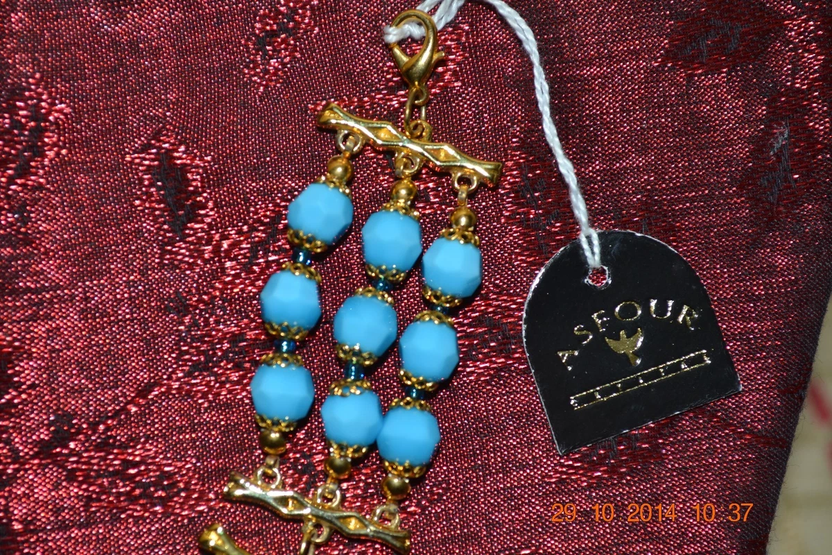 ASFOUR Crystal Aqua Blue Bracelet Gold Plated Necklace from Egypt