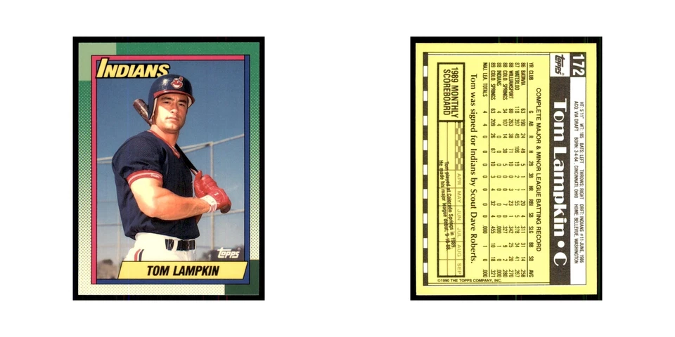 Tom Lampkin 1990 Topps Tiffany #172 Cleveland Indians Baseball Card NM - Image 3 of 3