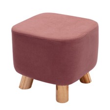 Velvet/PU Leather Stool Small Square Footstool Footrest Occasional Chair Wooden