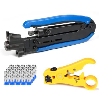 RG6 Compression Tool Coax Cable Crimper Kit RG6 RG11 RG59 F81 with 20PCS F Co...
