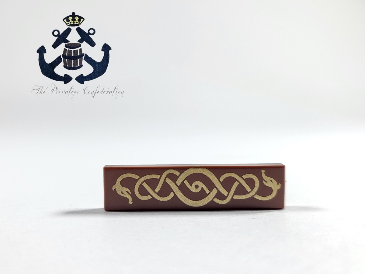 LEGO Brown Tile Gold Intertwined Sea Serpent Snake From Viking