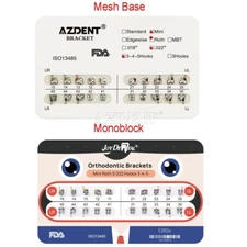 Dental Ortho Metal Brackets Braces Mini Roth.22 Hook 345 Mesh Base/Monoblock