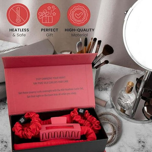 KAV Silk Heatless Curling Rod with Clip and Scrunchie Set, 4pcs set - 第 13/25 張圖片