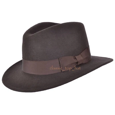 Sombrero Fedora aplastable 100 % fieltro lana estilo Indiana Jones - Imagen 1 de 4