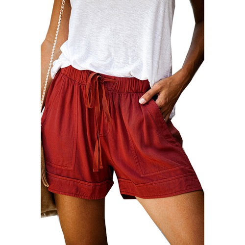 Women Comfy Drawstring Casual Elastic Waist Pocketed Shorts Loose Casual-Shorts# - Picture 23 of 26