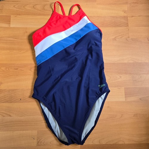 Speedo Colorblock Tie Back One-Piece Swimsuit Women's 12 Watersports Swiming