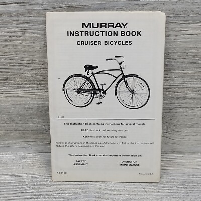 Murray Cruiser Bicycle Instruction Book Manual Assembly Operation Maintenance 